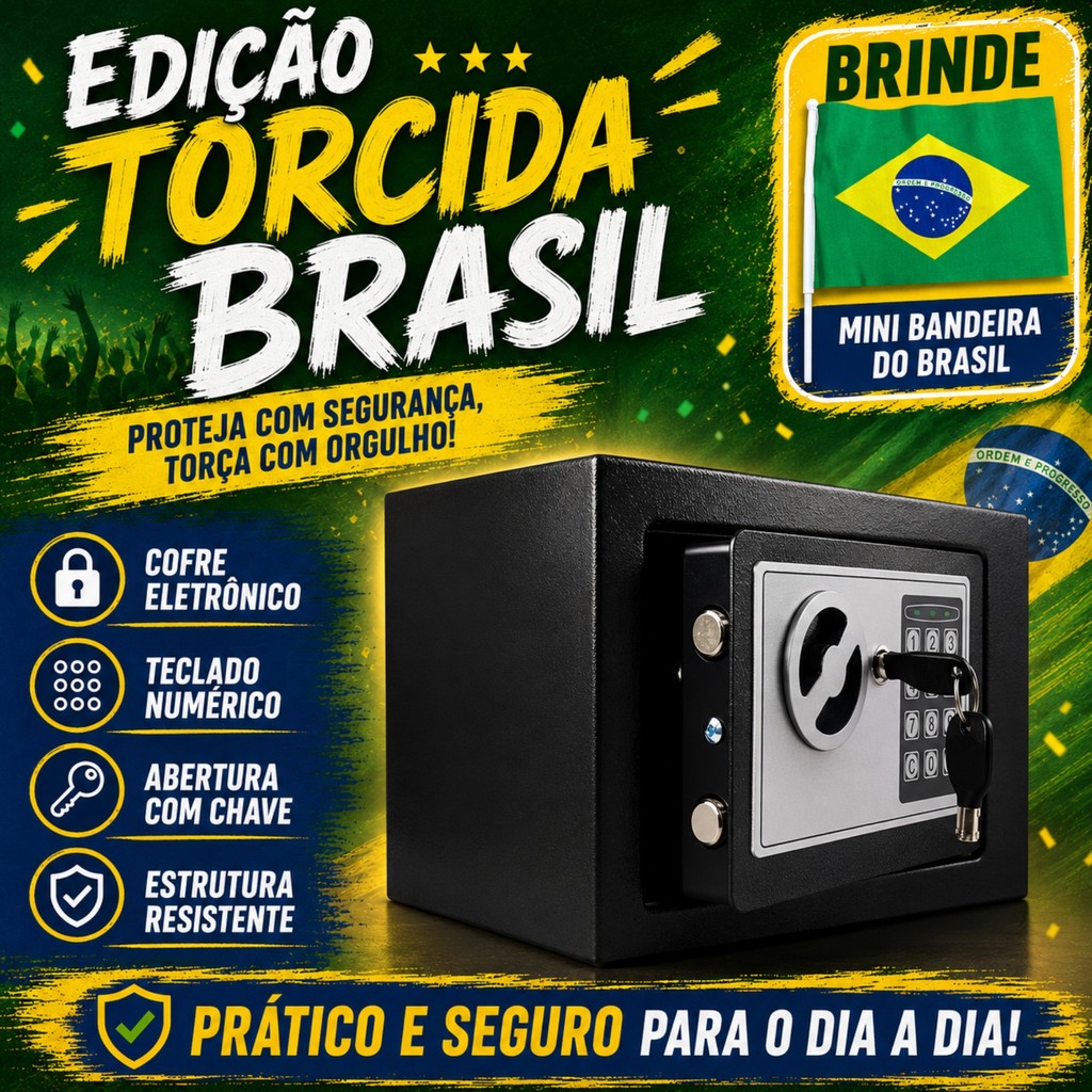 Cofre Eletrônico Digital Teclado Com Senha + 2 Chaves To17 Cor Preto