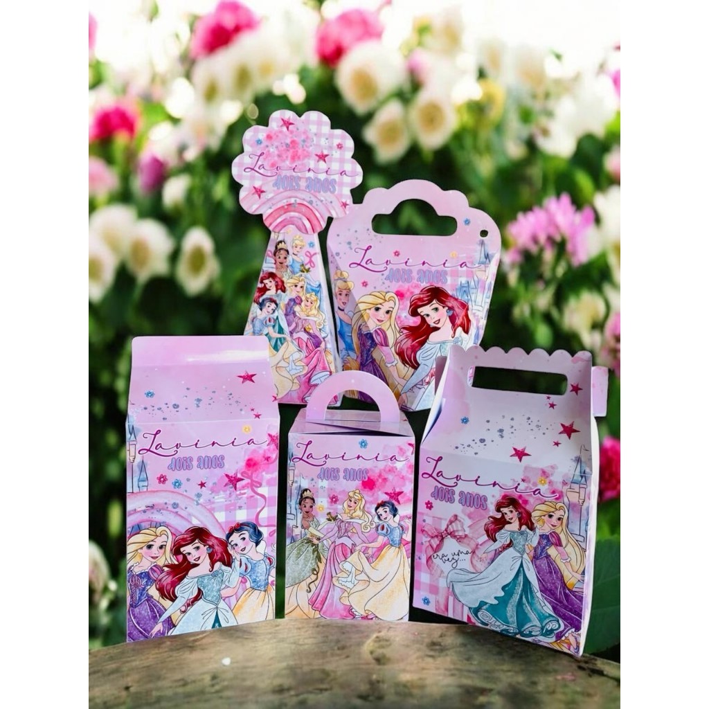 Kit 25/30/50 Caixas Festa Personalizada - Lembrancinhas - Princesas