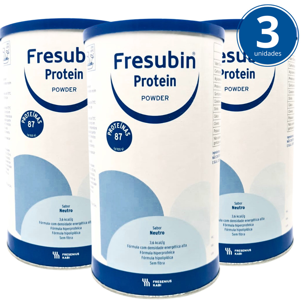 Whey Isolado Fresubin Protein Powder Kit 3 X 300g Sem Sabor Proteina do Soro do Leite Neutro Pó Treino Musculação