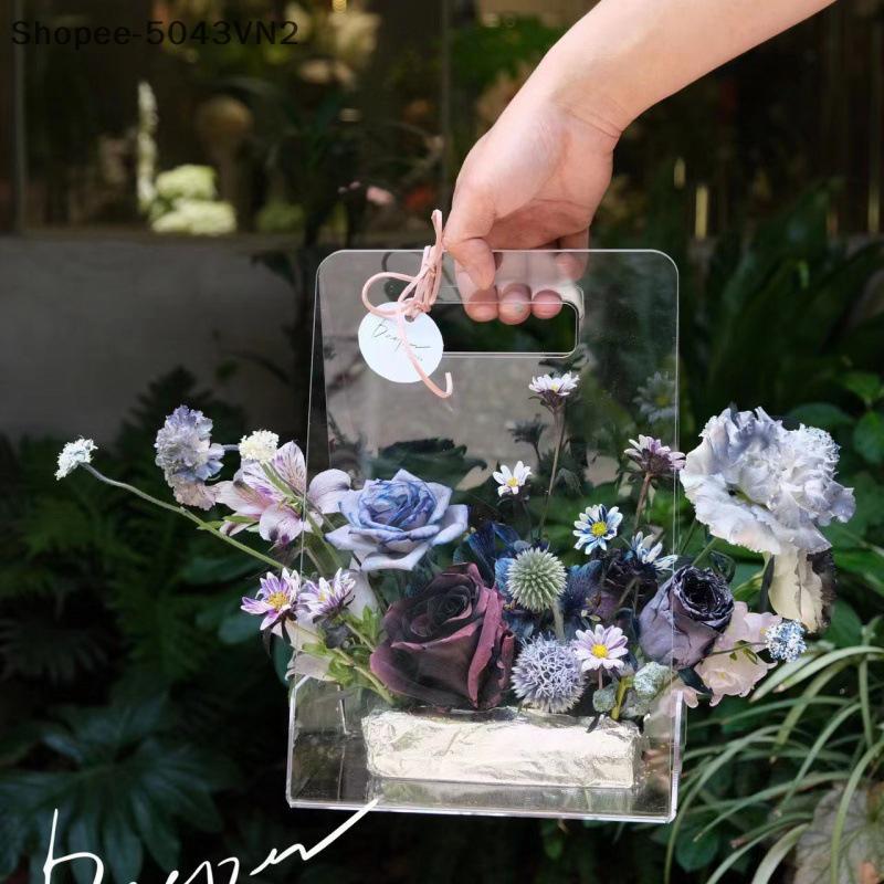 [RE] Sacos De Flores Transparentes Vaso Portátil Cesta Acrílicas Arranjo Floral De Alta Qualidade Decorativo Moderno E T