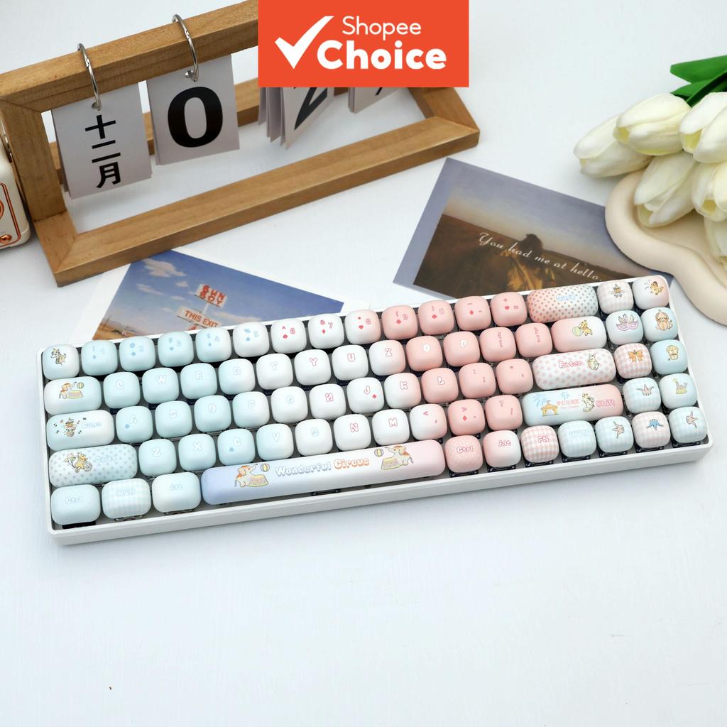 137 Teclas, Teclas PBT Temáticas de Circo, Sublimação por Tingimento, Perfil MOG, Conjunto de Teclas para Teclado