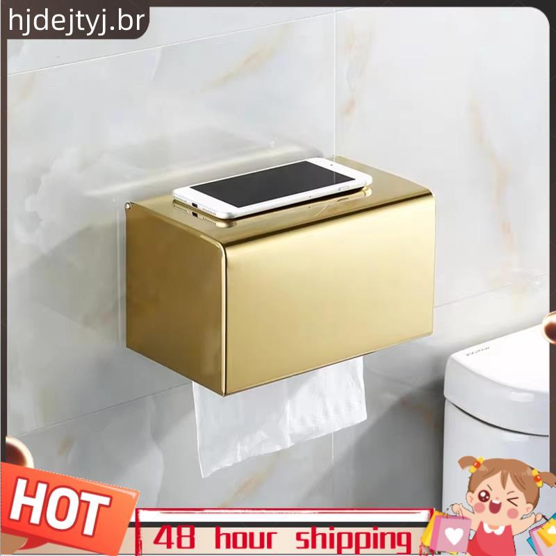 Rack De Papel Para Armazenamento De Banheiro , Suporte De Tecido À Prova D'água , Acessórios Higiênico Dourado
