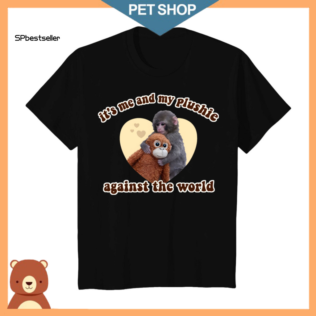 Men T-shirt Solid Color Tee Men's Casual Monkey Print Round Neck Short Sleeve Pullover Stretchy Fit Comfortable Daily We