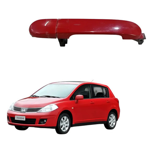 Macaneta Externa Nissan Tiida Traseira Direita 2008 A 2013 Vermelho Traseira