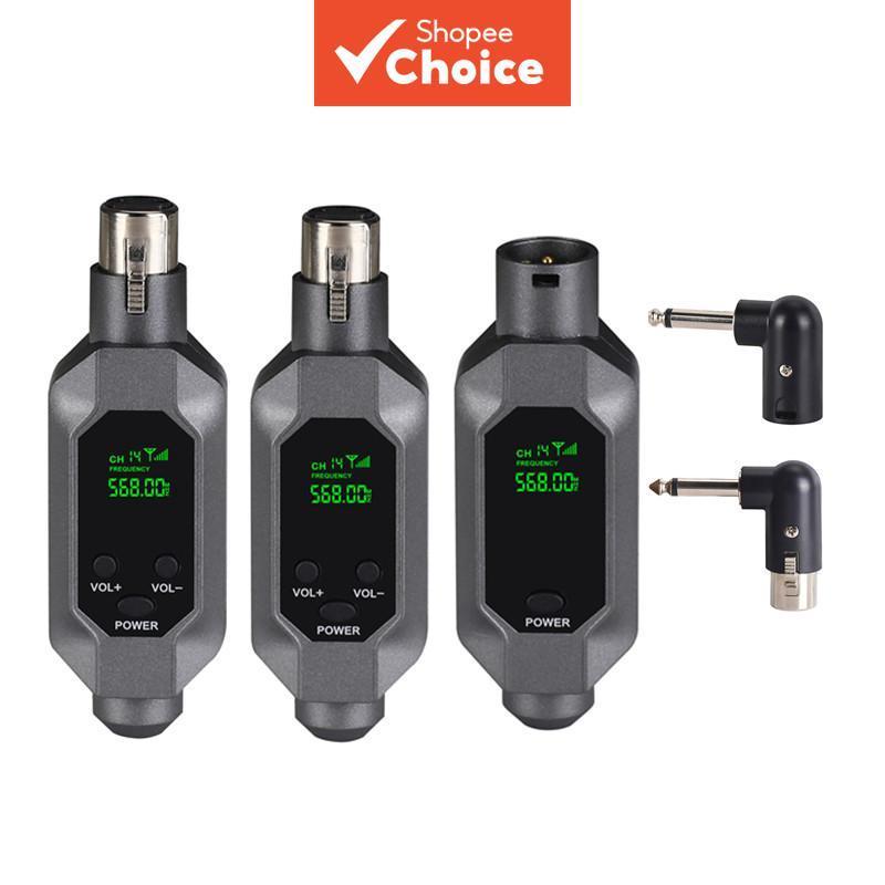 Sistema de microfone sem fio UHF, receptor-transmissor XLR para 2 microfones dinâmicos, adaptador