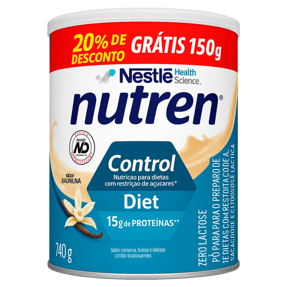 Nutren Control Diet Sabor Baunilha 20% de Desconto Grátis 150g com 740g