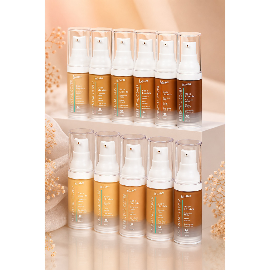 Base Líquida Com Ácido Hialurônico Essential Cover Cobertura Média Efeito Natural 28ml
