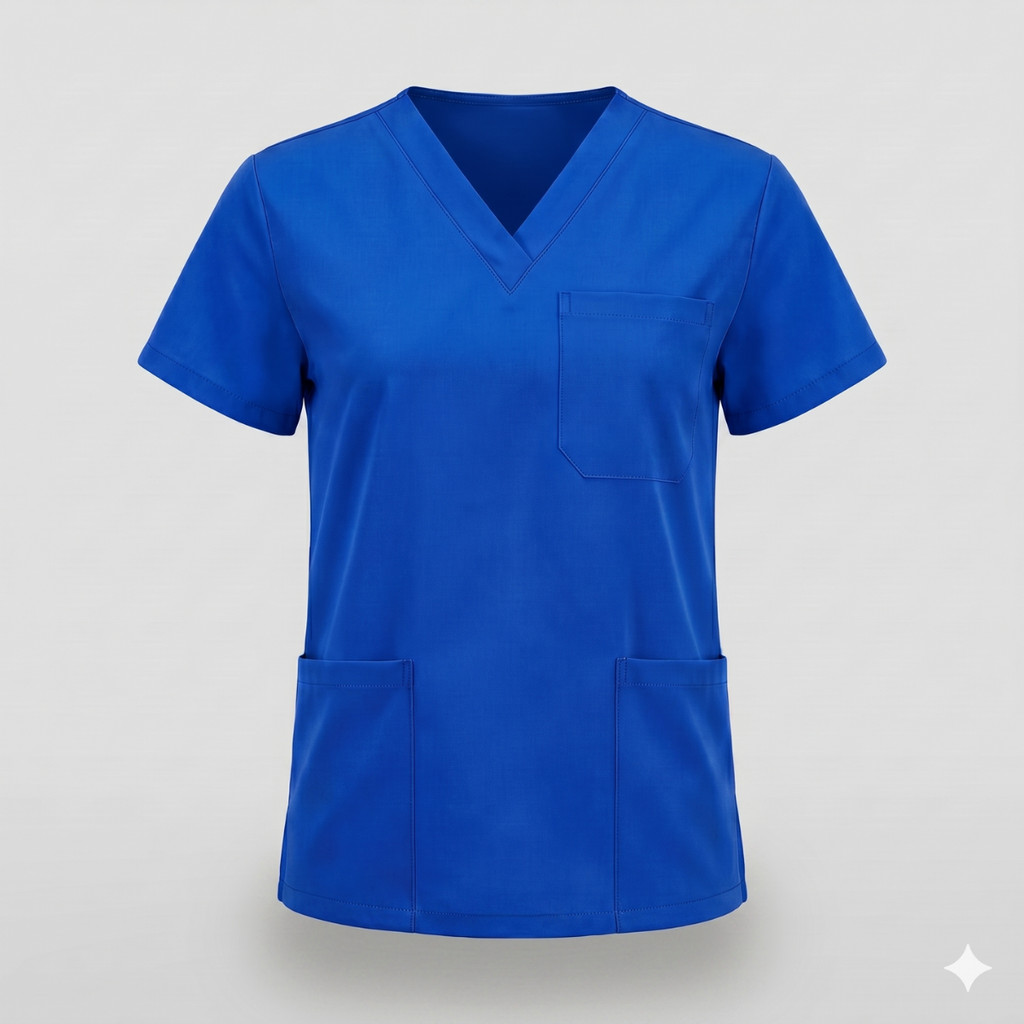 Camisa Scrub Feminino Azul Royal Queima Estoque Profissional Enfermagem Hospital Clínica Saúde Últimas Unidades Oferta