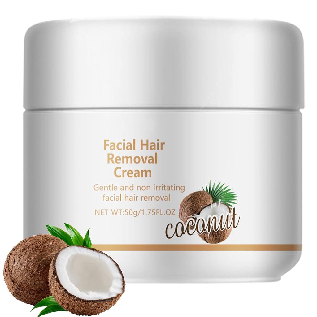 Creme Removedor de Pelos Faciais para Mulheres, Removedor de Pelos de Coco para Lábio Superior e Queixo, Removedor de Pe