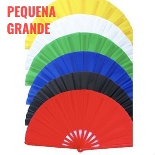 Leque Oriental Grande ou Pequena Material Resistente Cores Únicas Lisas Carnaval