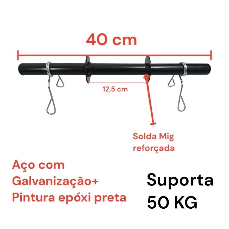 1 Barra Oca 40cm para Halter Musculação + Presilhas | Body Pump Academia Exercícios com Anilhas Pretas Promoção 2026