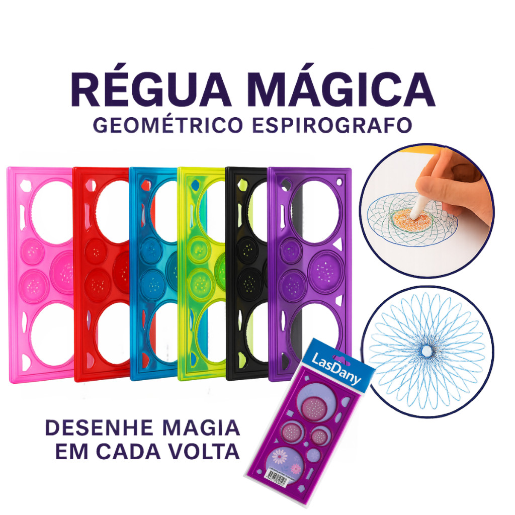 4 Réguas Mágicas Espirógrafo Mandala Spirograph Desenho
