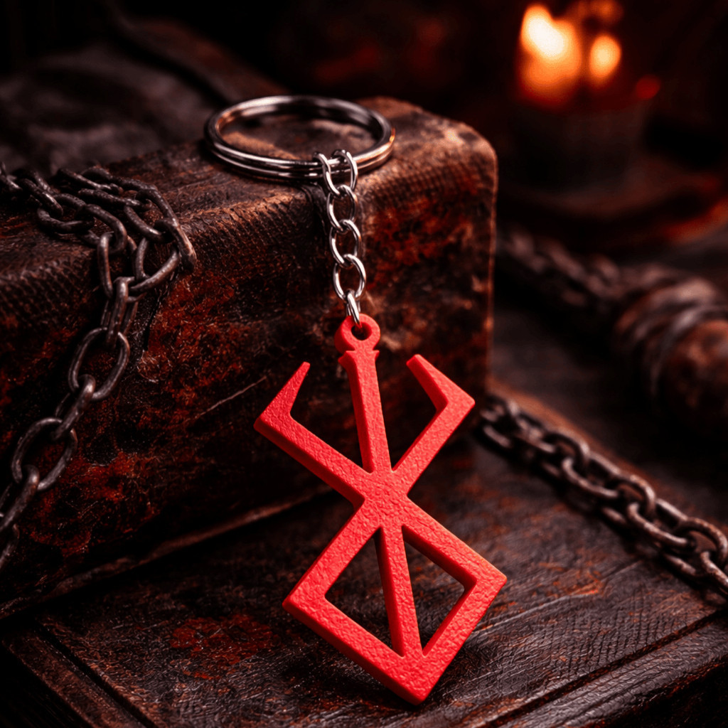 Chaveiro Berserk Marca da Maldição Impressão 3D Geek Anime Acessório Colecionável Manga Guts Presente Decoração Gamer
