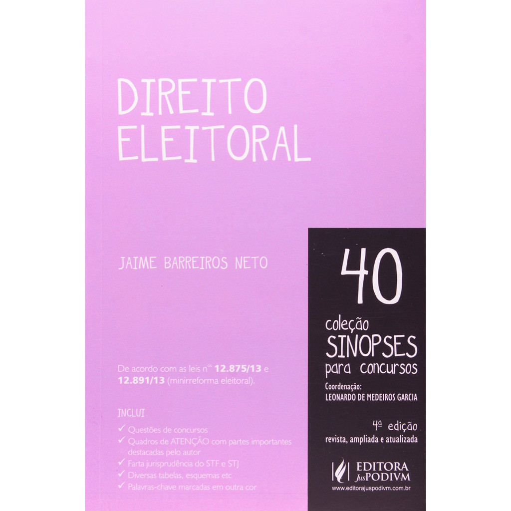 Livro: Direito Eleitoral - Sinopses Para Concursos Autor: Jaime Barreiros Neto (Novo, Lacrado)