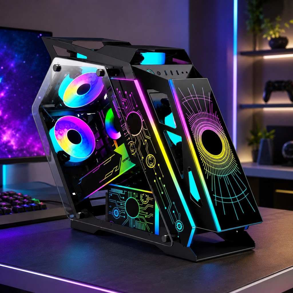 Gabinete Gamer Preto M-ATX Mini-ATX Vidro Temperado Com 6 Fans RGB AGP-M29165