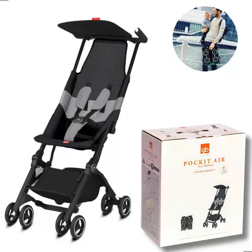 Carrinho Passeio Ultra Compacto Gb Bebê Pockit Air All-terrain Velvet Black Preto