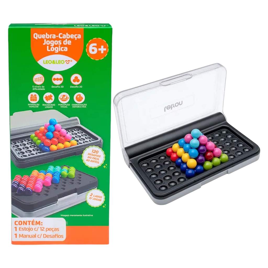 Quebra-Cabeça 3D Desafios de Lógica Estojo + 12 Peças Letron Leonora - 10505