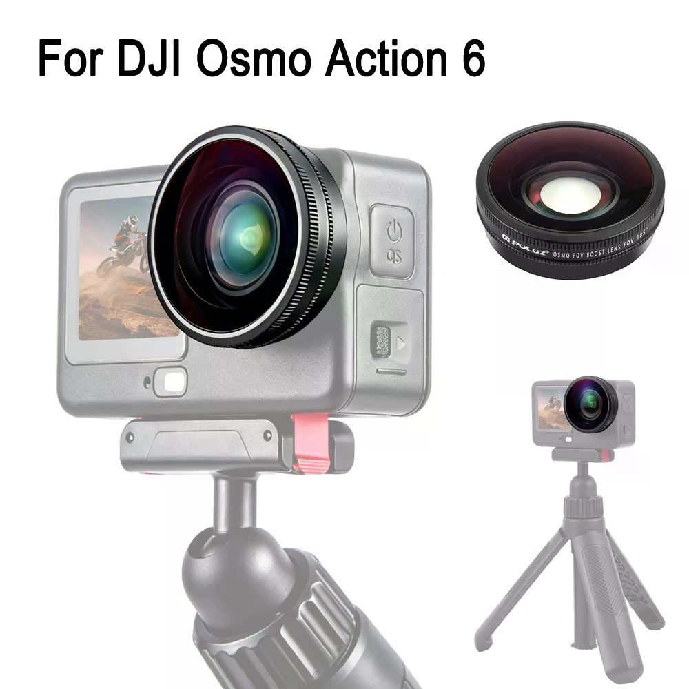 PULUZ 180 ° Lente De Vidro Grande Angular Para DJI Osmo Action 6 , Câmera 185 Graus Ultra-Larga FOV Boost Acessórios