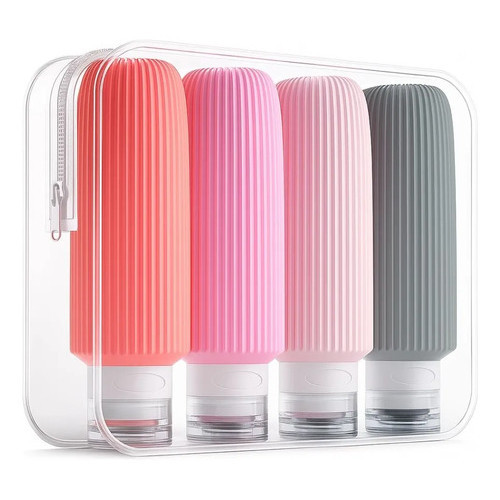 Kit 4 Frascos Potes Silicone Viagem Cosméticos  90ml Sortido