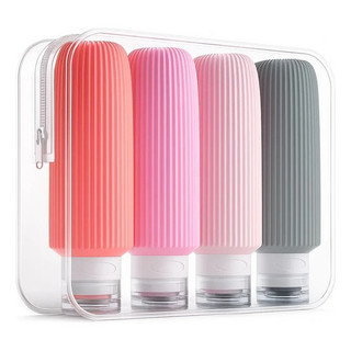 Kit 4 Frascos Potes Silicone Viagem Cosméticos  90ml Sortido