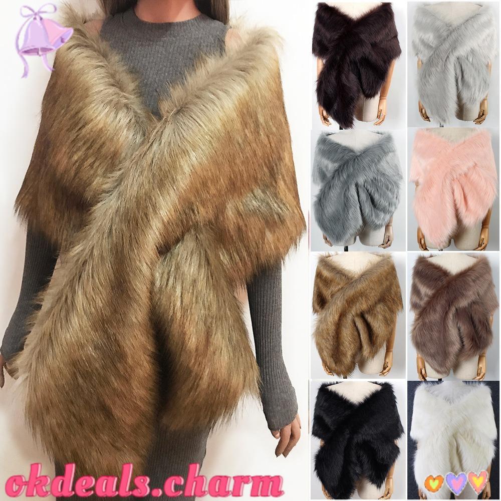 OKDEALS Xale Feminino De Pele Sintética Para Festa Feminina , Estola Longa , Envoltório Grosso , Casaco De Noite Cruzado
