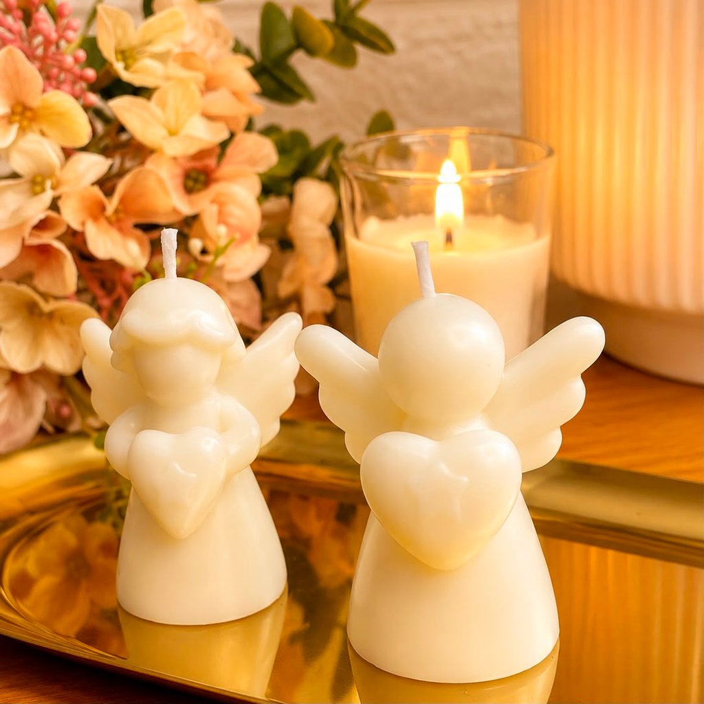 Kit 10 Lembrancinhas Batizado Maternidade Vela Anjinho Aromática - Personalizada Tag e Laço Delicado