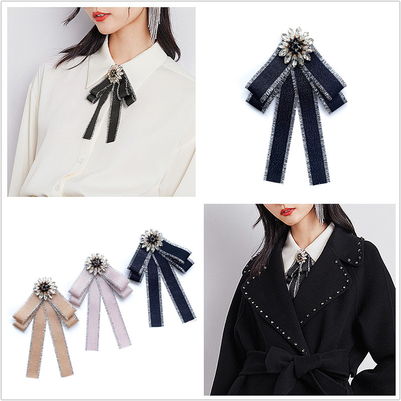 Gravata borboleta colar flor decoração feminina profissional camisa branca estilo Preppy Bowknot aeromoça uniforme JK me