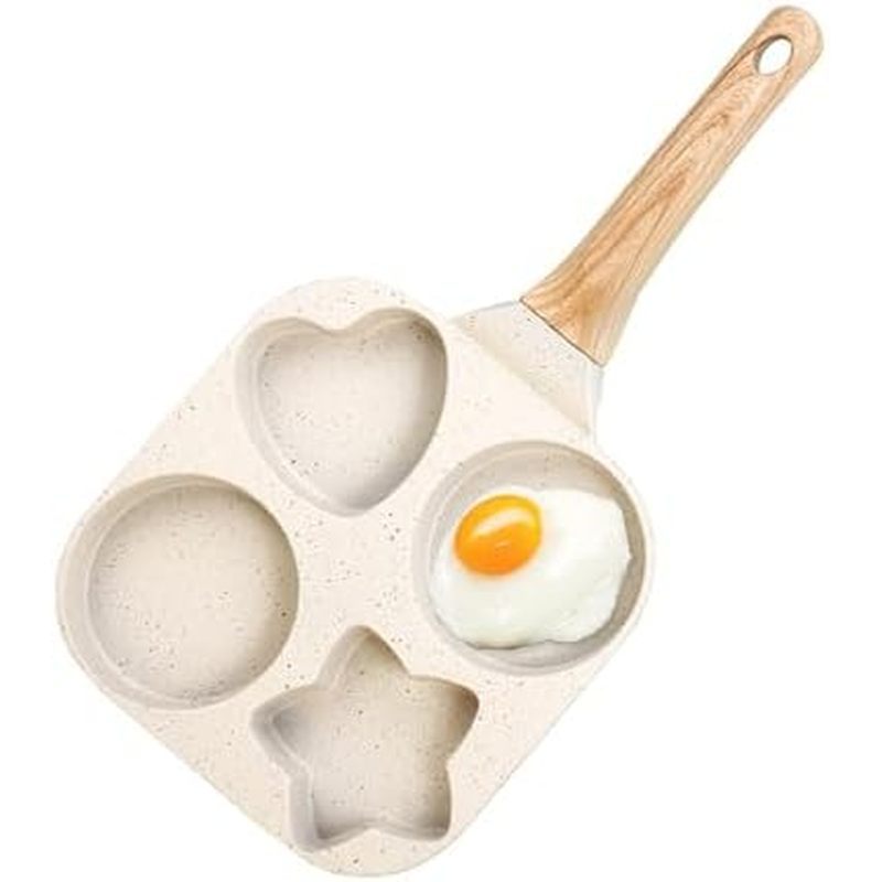 Grelha De Granito De 4 Xícaras Para Panela (Branca) Frigideira Dividida Antiaderente Café Da Manhã Saudável , Panquecas