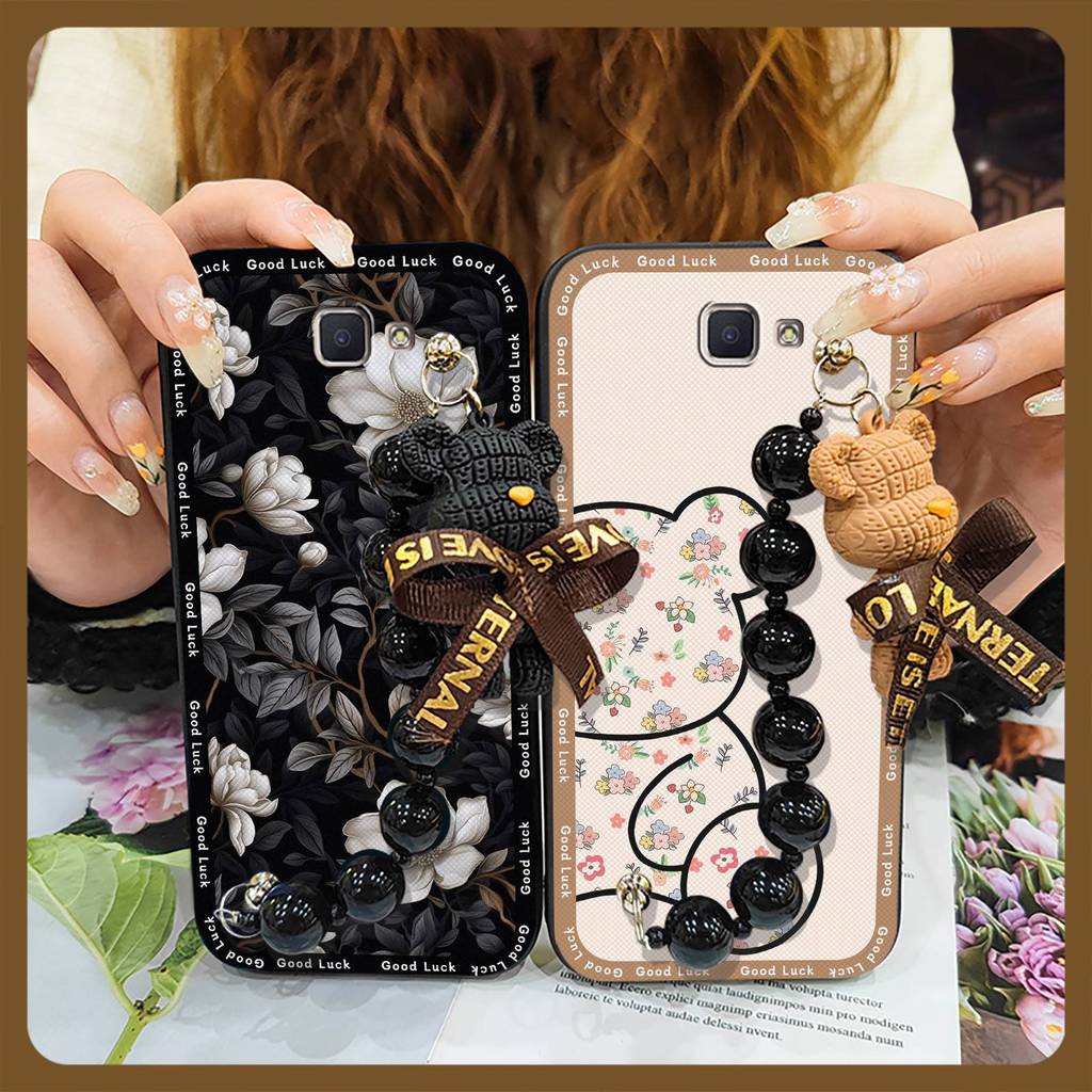 Capa De Telefone De silicone Fofa Para Samsung Galaxy J7 Prime/2/2018/ON7 2016/G610F Traseira Anti-Queda Com Pingente De