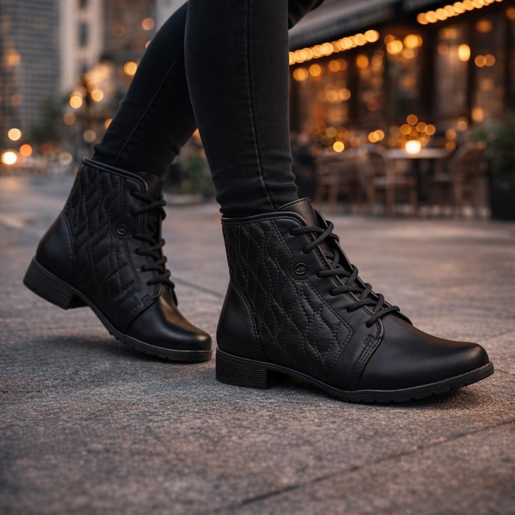 Bota Cano Curto Salto Bloco Coturno Feminina Dakota