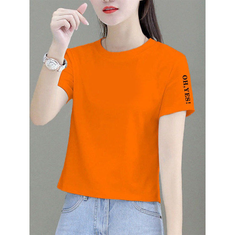 Preto pequeno camiseta feminina de manga curta vestido de verão cor sólida camisa de fundo branco Formal ombro Casual cu