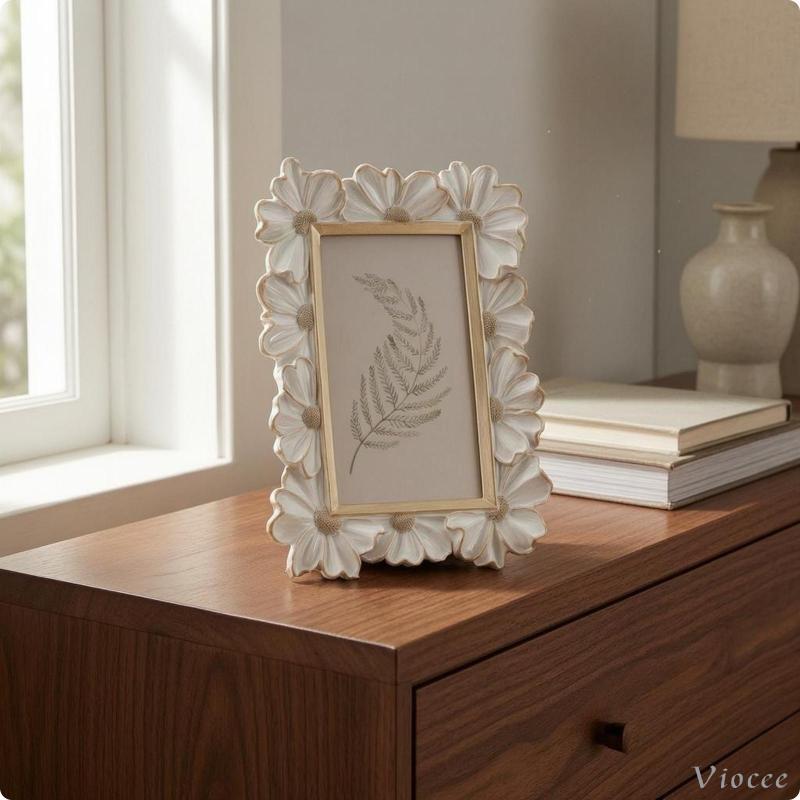 [Viocee] Moldura De Resina Decorativa Ornamentada Com Borda De Flor , Arte Dourada Para Decoração De Mesa Ou Quarto