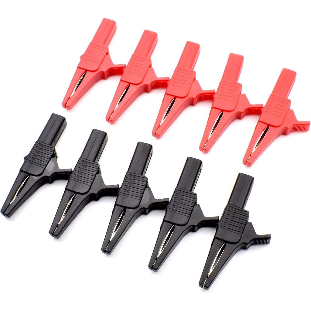 10 Peças de Garras Jacaré para Bateria Automotiva, 1000V 32A, Alta Resistência, Totalmente Isoladas, com Conector Banana