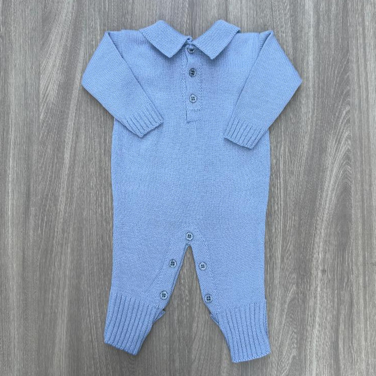 Macacão Bebê Gola Polo de Tricot RN Saida Maternidade Enxoval
