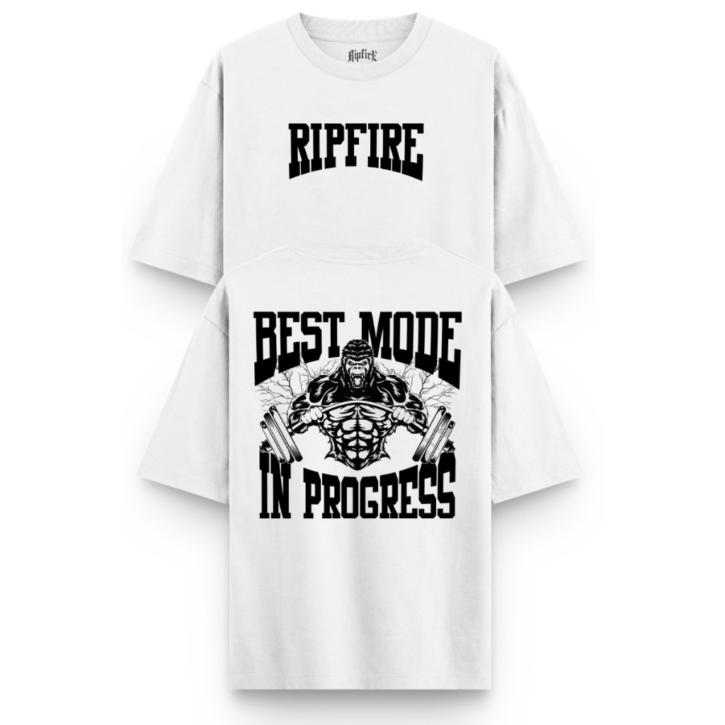 Camiseta Oversized Academia Best Mode Monstro Treino Musculação Algodão Ripfire Streetwear basica