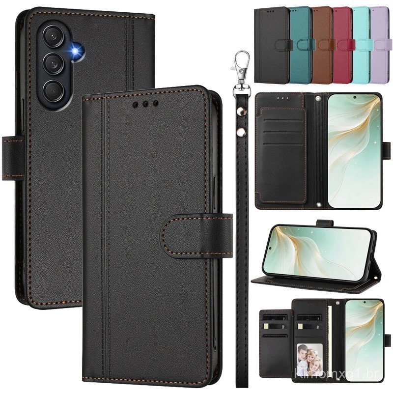 Capa de Telefone Multifuncional em Couro Tipo Carteira para Samsung Galaxy M54 M14 M34 M04 F04 F14 F34 F54 5G com 9 Slot
