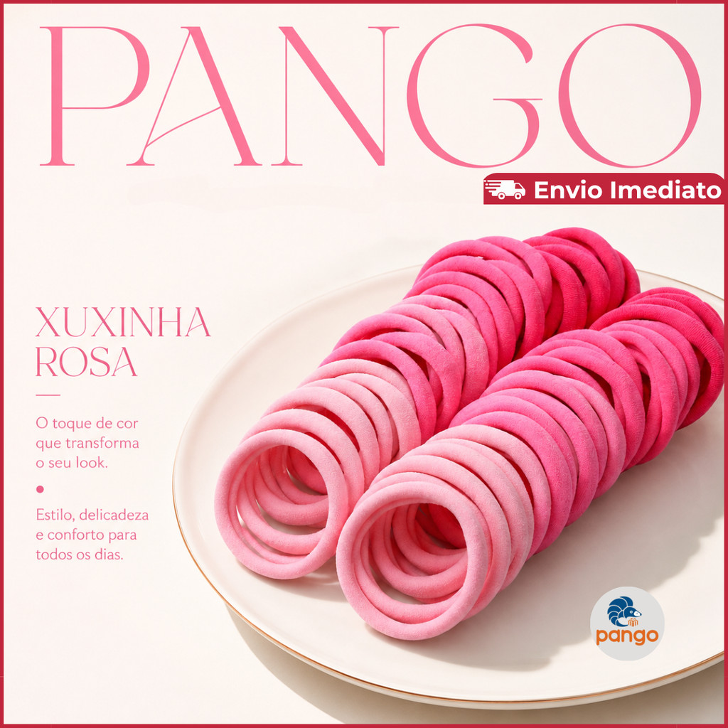 Xuxinhas Rosa Pink lembrancinha Academia Premium Meia de Seda Rabicó Elástico Cabelo 100 a 50 unid