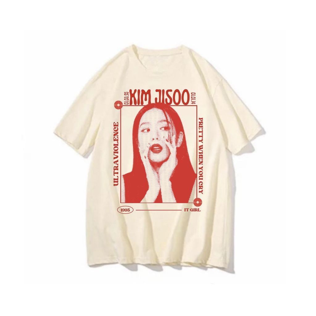Camiseta kim jisoo Blackpink red Black Pink banda blusa jiso kpop Camisa 100% Algodão cantoras pop