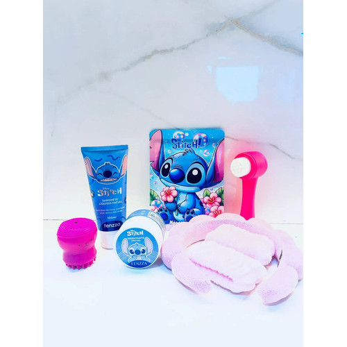 Kit Skincare Faciais Stitch Tiara Escova Limpeza Presente Fennza Menina