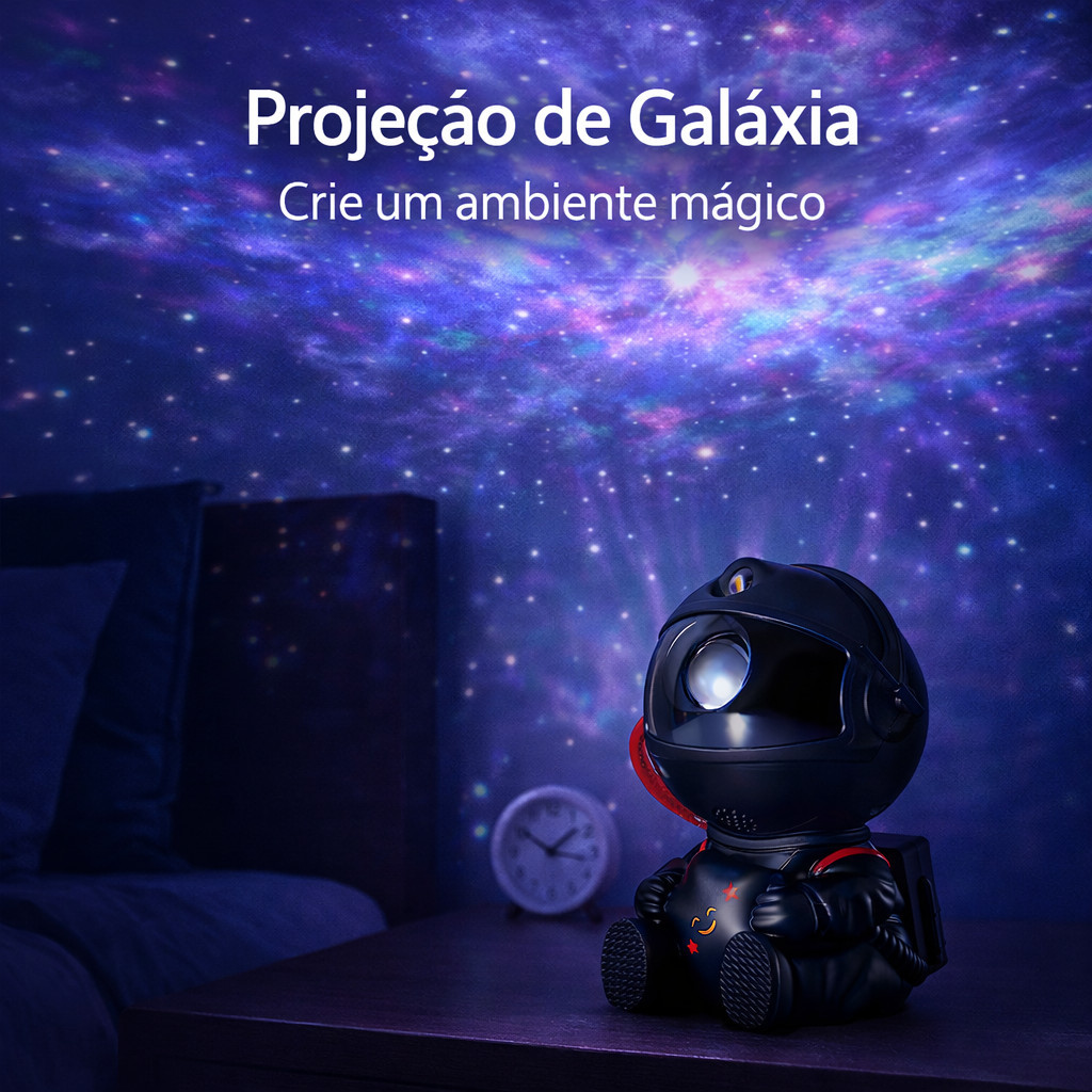 Projetor Astronauta Galáxia Estrelas Luz Noturna LED com Controle Remoto ANJGG BRASIL