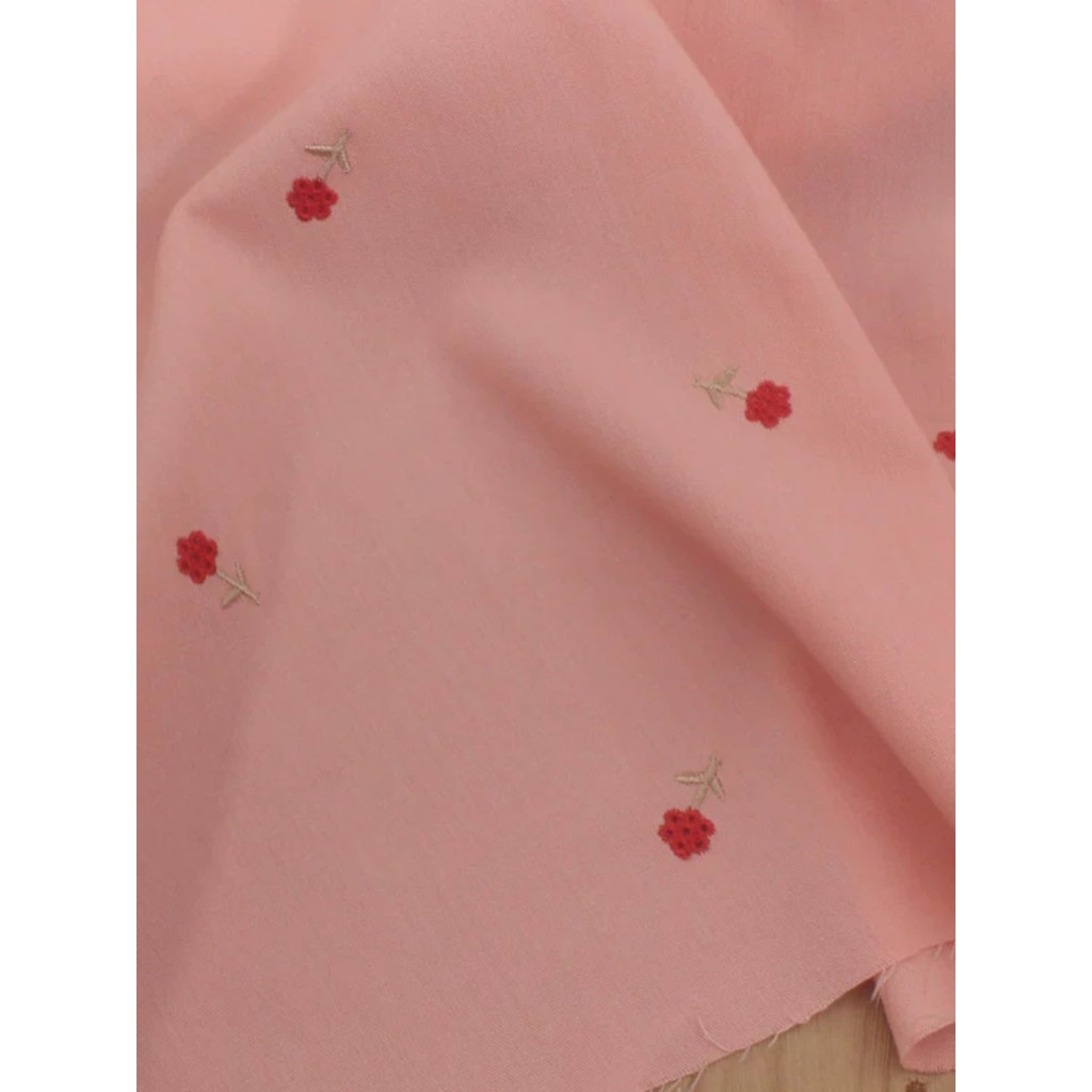 Clássico pêssego rosa fino sarja bordado flor tecido Han roupas saia curvada saia longa roupas infantis tecido