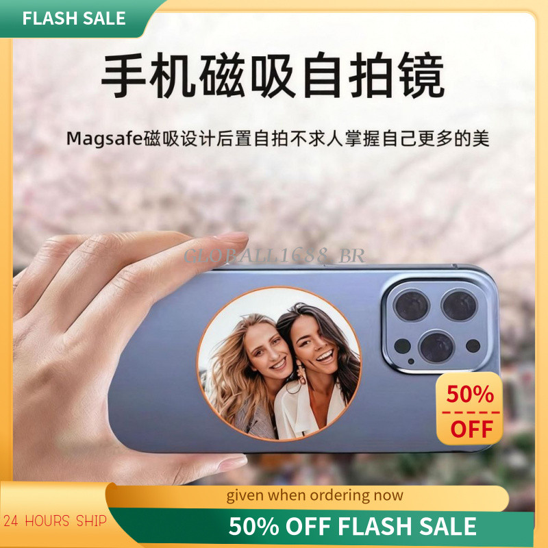 {Estoque pronto} rosa plástico MagSafe magnético telefone móvel traseiro Selfie espelho Vlog ao vivo convexo espelho de