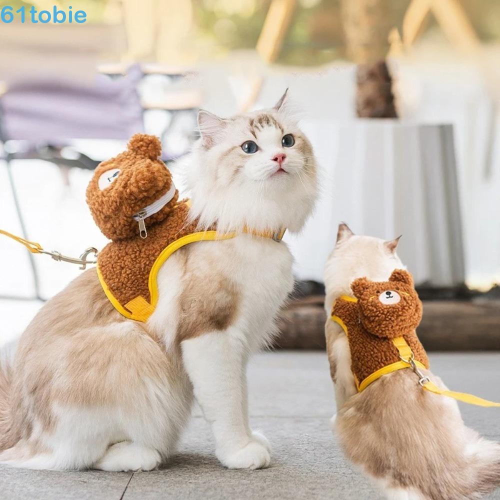 Mochila TOBIE Para Animais De Estimação , Arnês De Coleira De Cachorro Fofo Anti-Fuga , De Colete De Gato Ajustável Resp