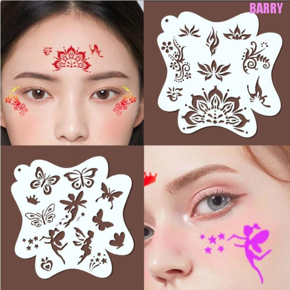 8 Peças De Modelos De Pintura Facial BARRY , Estênceis Decorativos Ocos Para Arte Corporal DIY , Gravação Em Relevo