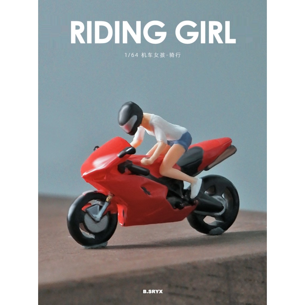 1: 64 Beauty Rider Boneca em miniatura Modelo de vilão diy Figura Adereços Locomotiva Menina Motociclista