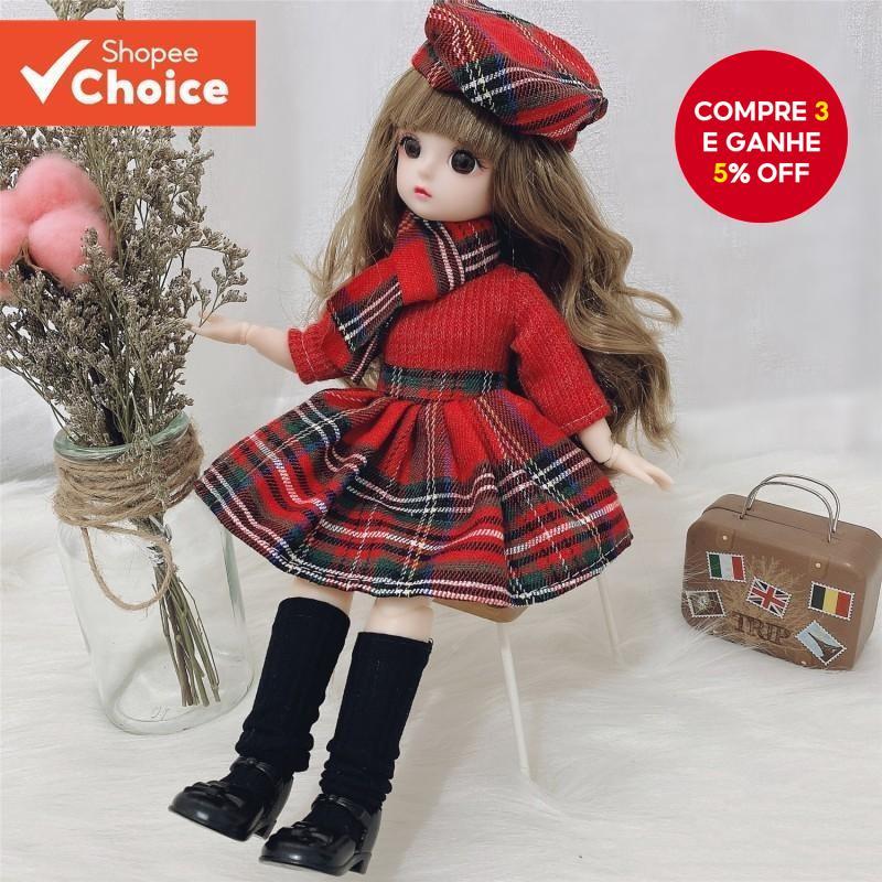 Boneca BJD 30CM Com 12 Articulações Móveis-Brinquedo De Vestir Em Escala 1/6 , Olhos Marrons E Roupa De Natal