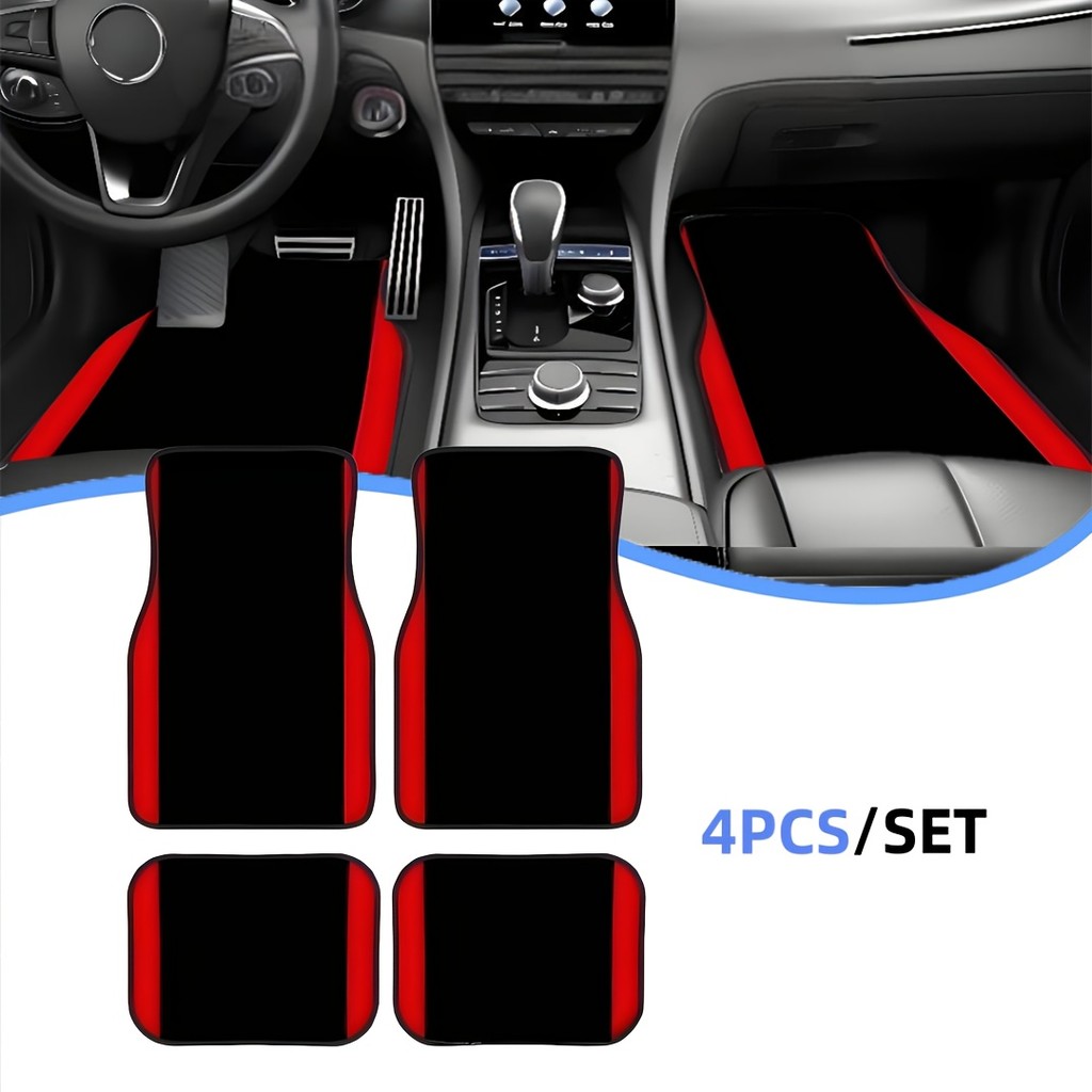 Conjunto de 4 peças de tapete vermelho para pés de carro - antiderrapante de alta qualidade, cobertura total para motori