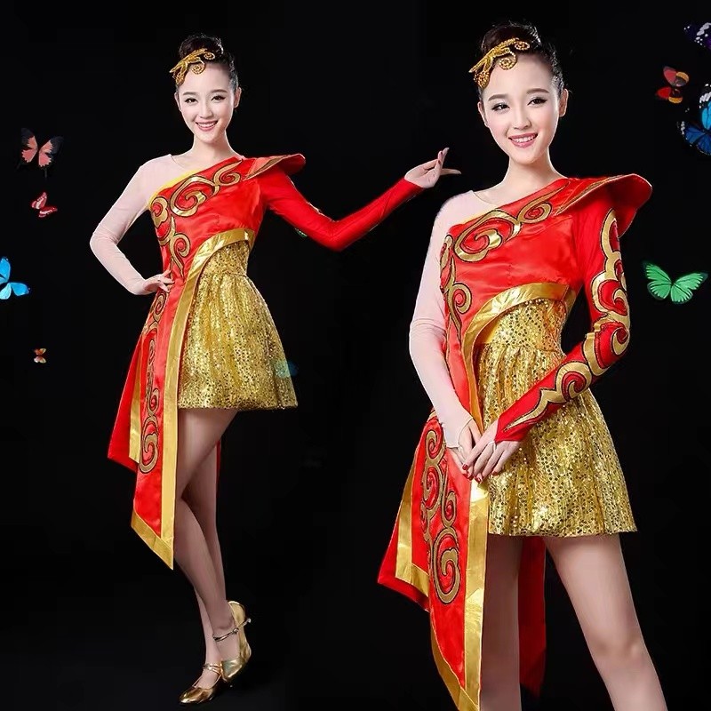 Traje de tambor traje de desempenho das mulheres dos homens adulto moderno Yangko traje étnico estilo chinês cintura tam