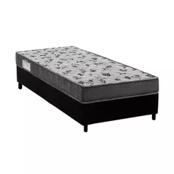 Conjunto Box Solteiro: Colchão Anatômico Ortobom D33/ Fort Tech ISO 100 + Base CRC Suede Black(88x188)