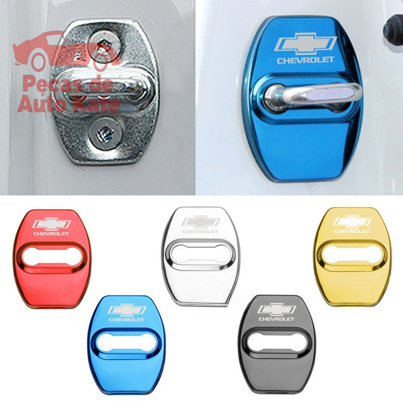 4 peças de capa de fechadura de porta de carro em aço inoxidável para Chevrolet Onix Plus Cruze Tracker Spin Prisma aces